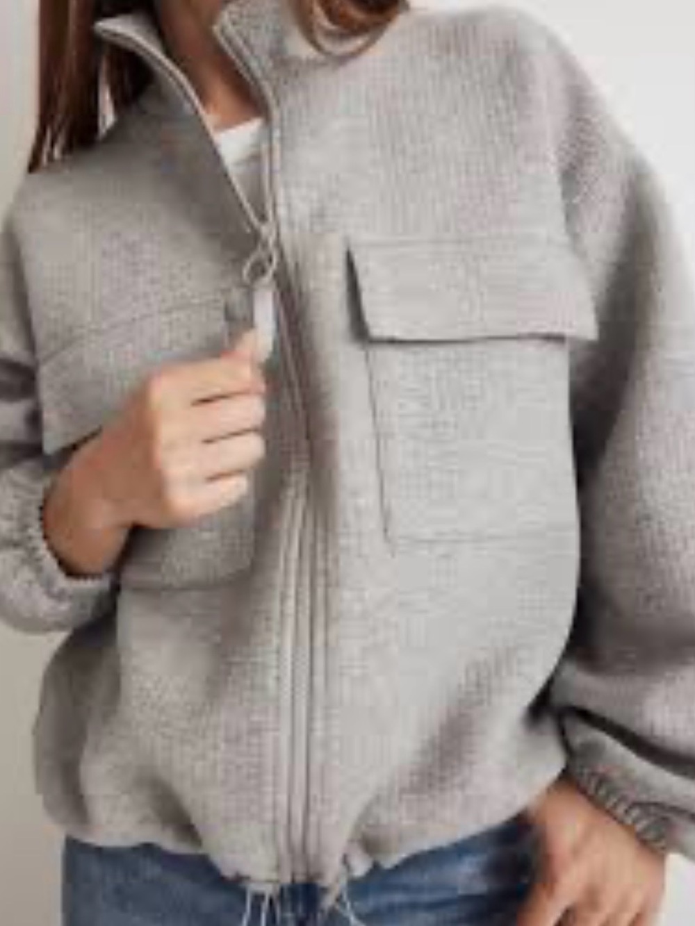 Madewell Quilted Jacquard Zip Front Jacket - Gray Size M